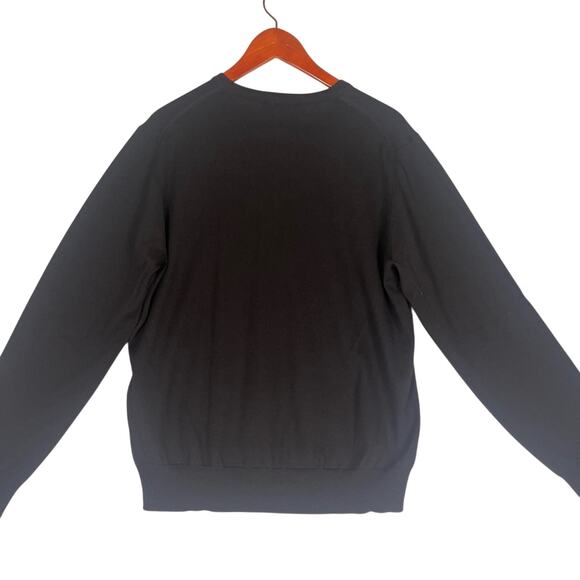 Psycho Bunny Merino Wool V Neck Sweater Mens Large Black Pullover Quiet Luxury - Picture 3 of 10